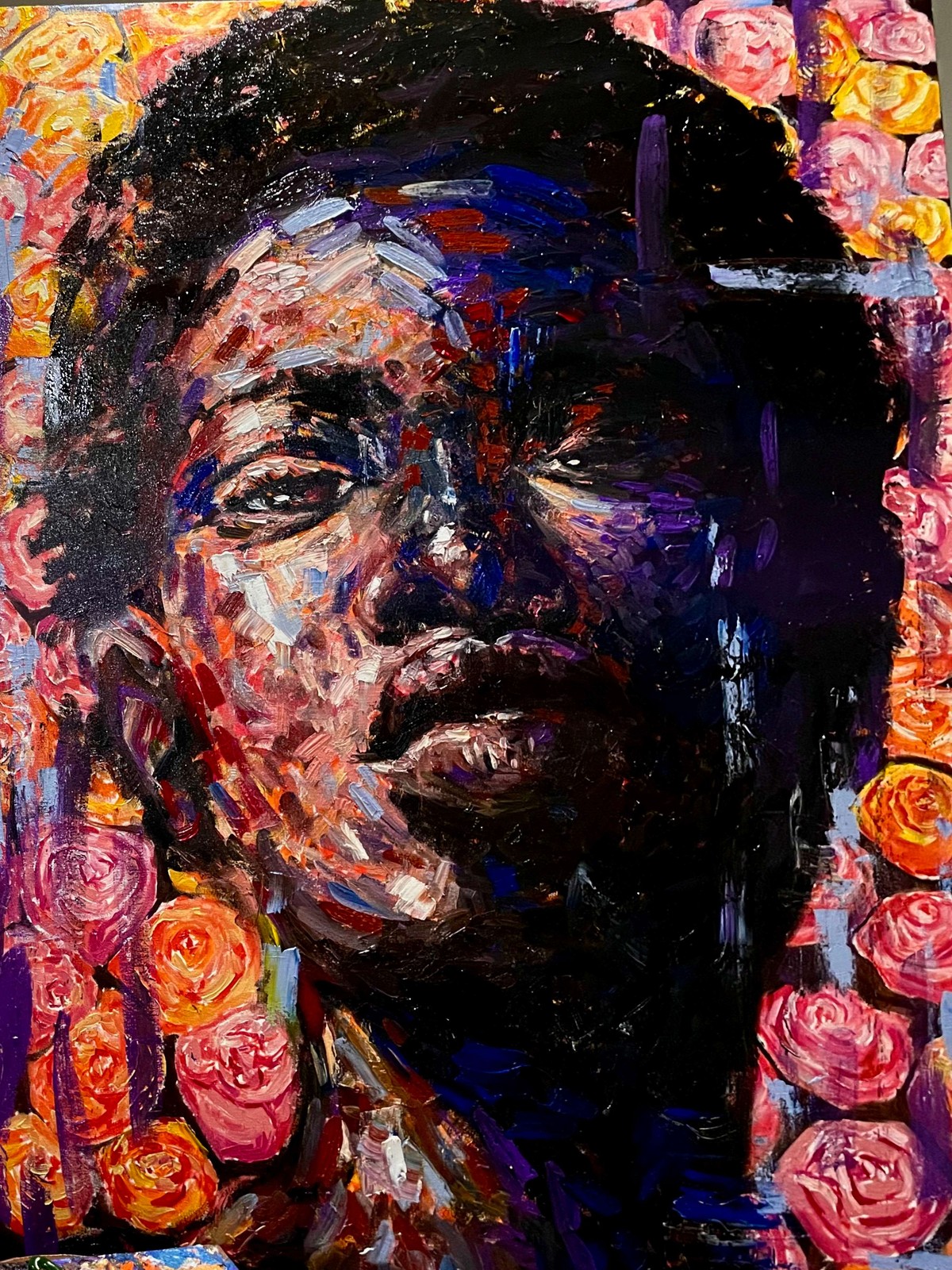 Thabiso Dakamela - Figure with Roses